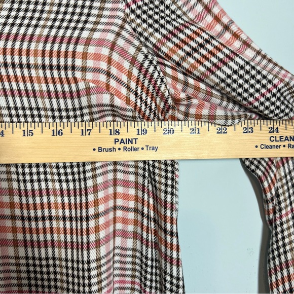 J.Jill Plaid Ruffle Blouse Womens M Fall Autumn Orange Pink  Button Up 100324 - Picture 3 of 8